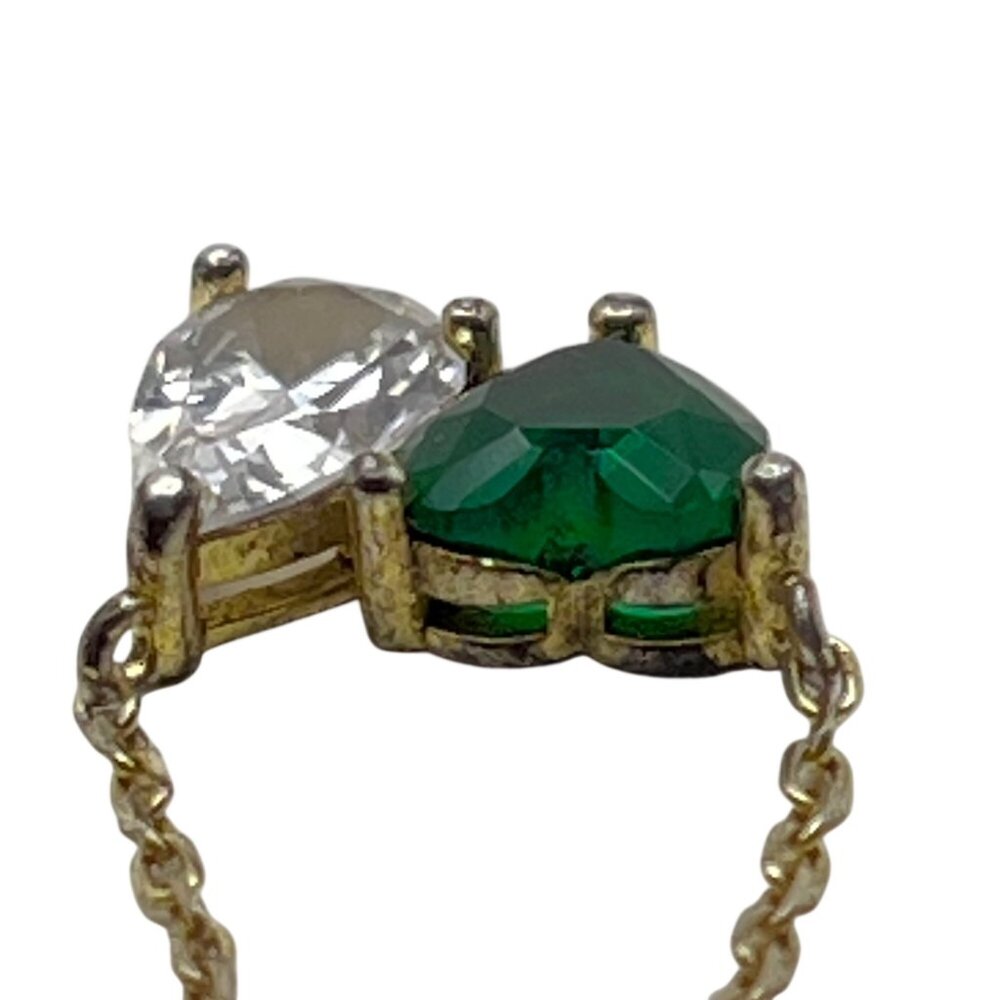 Adinas Jewels Sterling Silver Vermeil Necklace Green Toi et Moi Pendant 16-18" - Picture 14 of 14